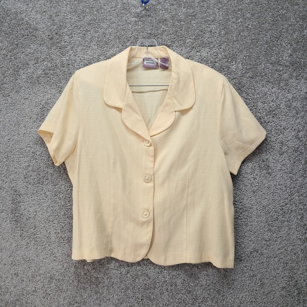 Premier International For Ladies Yellow Short Sleeve Tie Back Blouse XL 8293